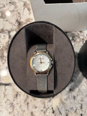 Citizen Two-Tone Mesh Bracelet Watch in Silver and Gold